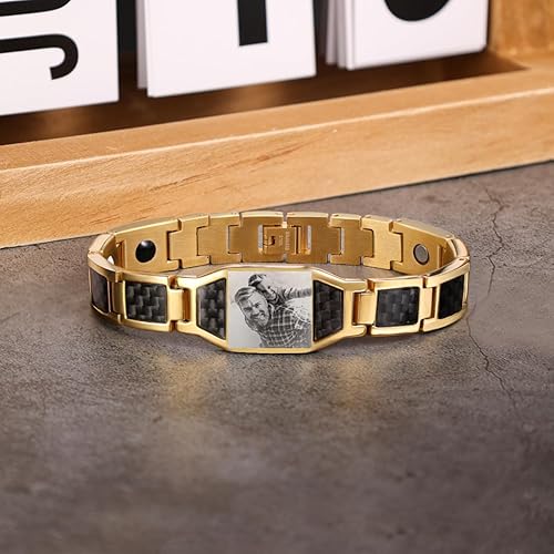 Miniatura 2 de Pulsera personalizada con foto para hombres, pulsera con imagen personalizada, regalos para papá, marido, hermano, día del padre