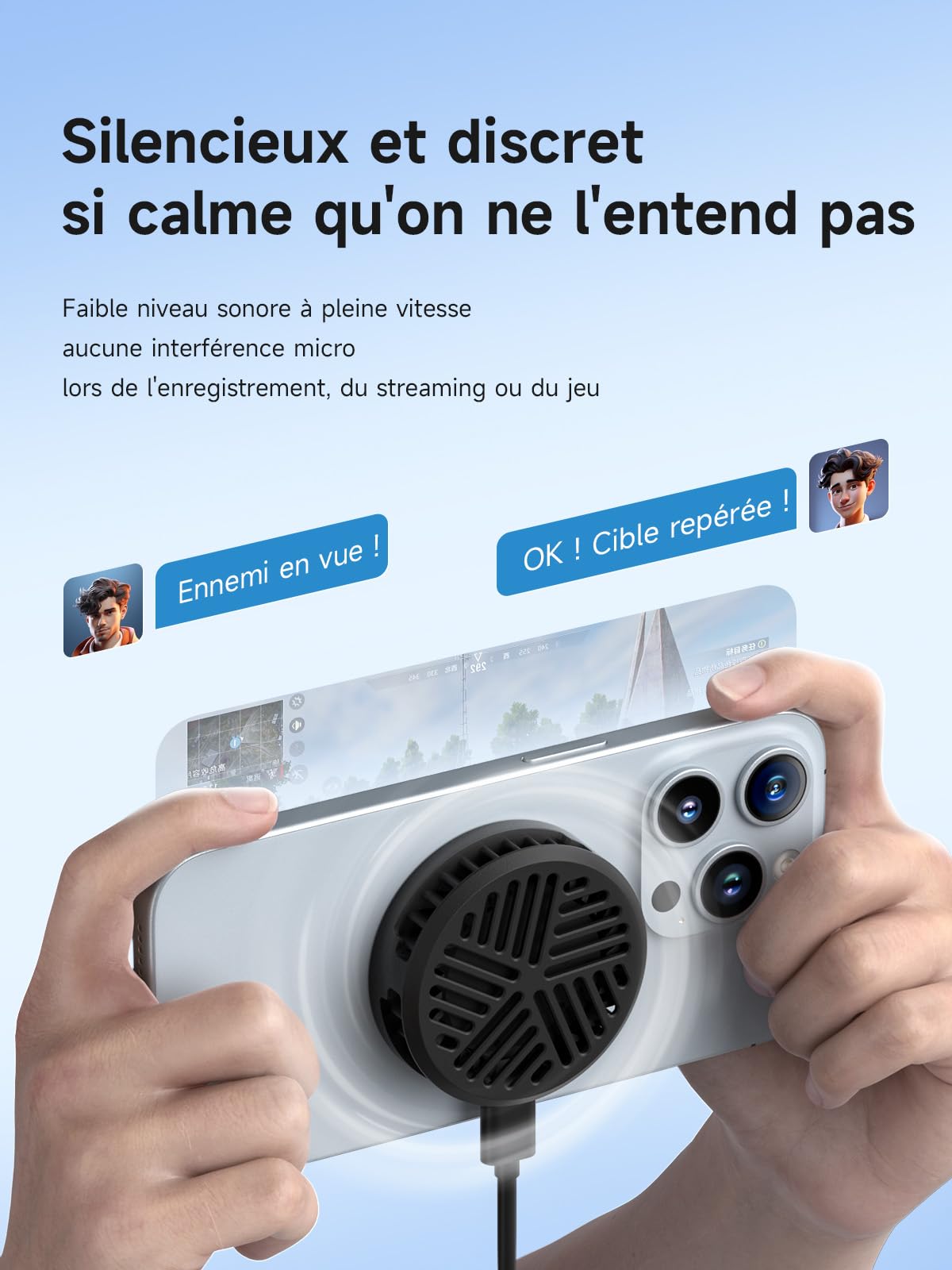 Hagibis Refroidisseur Smartphone Magnetique Ventilateur Radiateur Noir | Refroidissement semi-conducteur ultra rapide pour jeux et live. Design magnétique fin, ultra silencieux avec 3 vitesses.