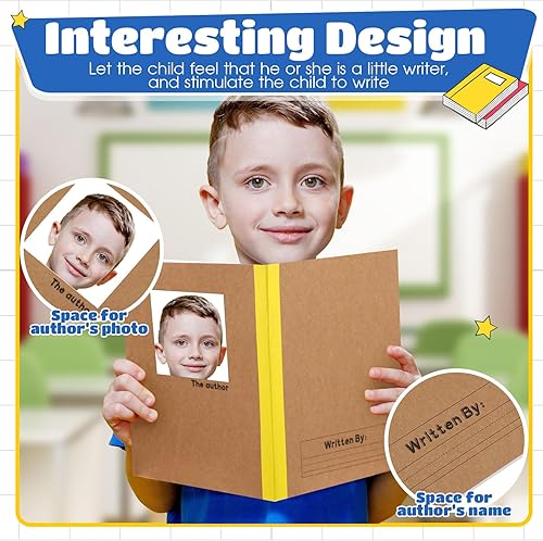 Miniatura 5 de Henoyso 20 cuadernos de composición primaria para niños, diario primario K-2 de 9.75 x 7.5 pulgadas, diario de escritura con columna de arco iris,