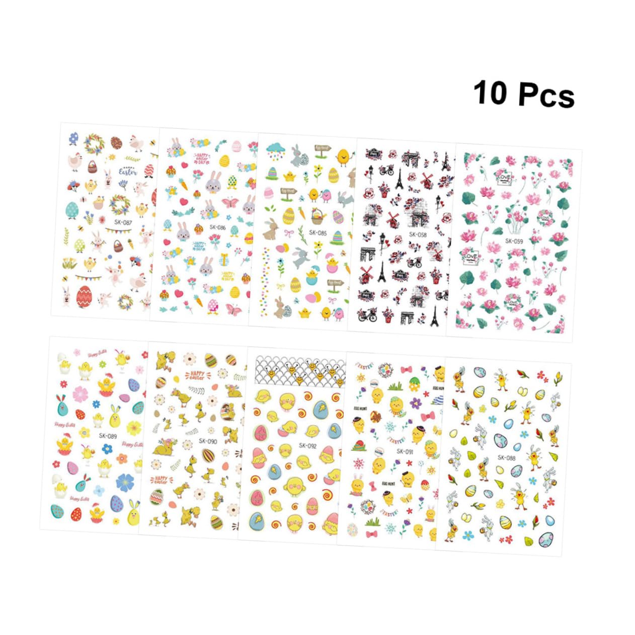 Healeved 3 Set Di Adesivi Per Nail Art Pasquali Per Bambini Fogli Adesivi Per Nail Art Pasquali Per Bambini 10 Pezzi * 3