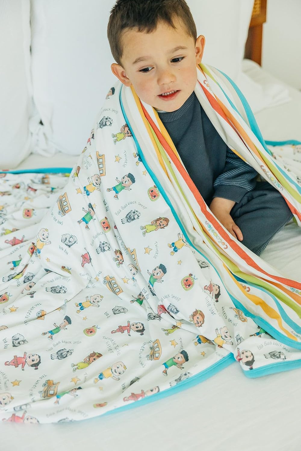 Copper Pearl Jumbo Premium Knit 3 Layer Stretchy Throw Blanket 'CoComelon Friends' - Image 5