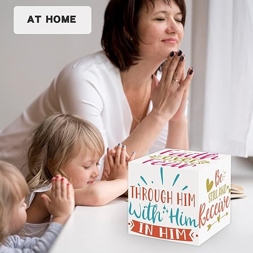 Miniatura 6 de Letrero decorativo de escritorio con versículos bíblicos inspiradores para amigos, hombres y mujeres, letreros de oración y fe con escritura de