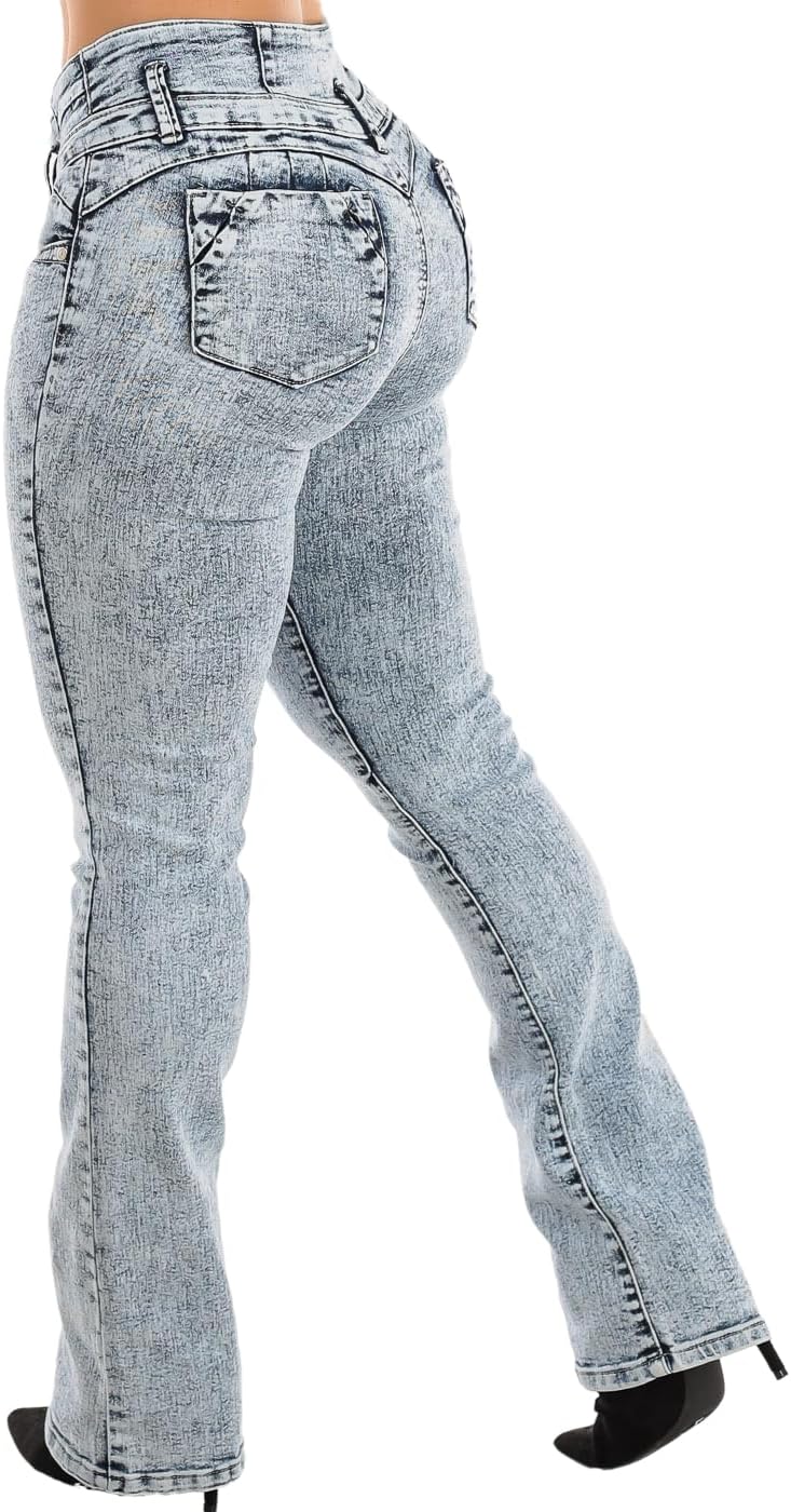 Moda Xpress Women's Butt Lifting High Waisted Bootcut Jeans - Stretchy, Comfortable Flare Jeans in Junior Size Vintage Style