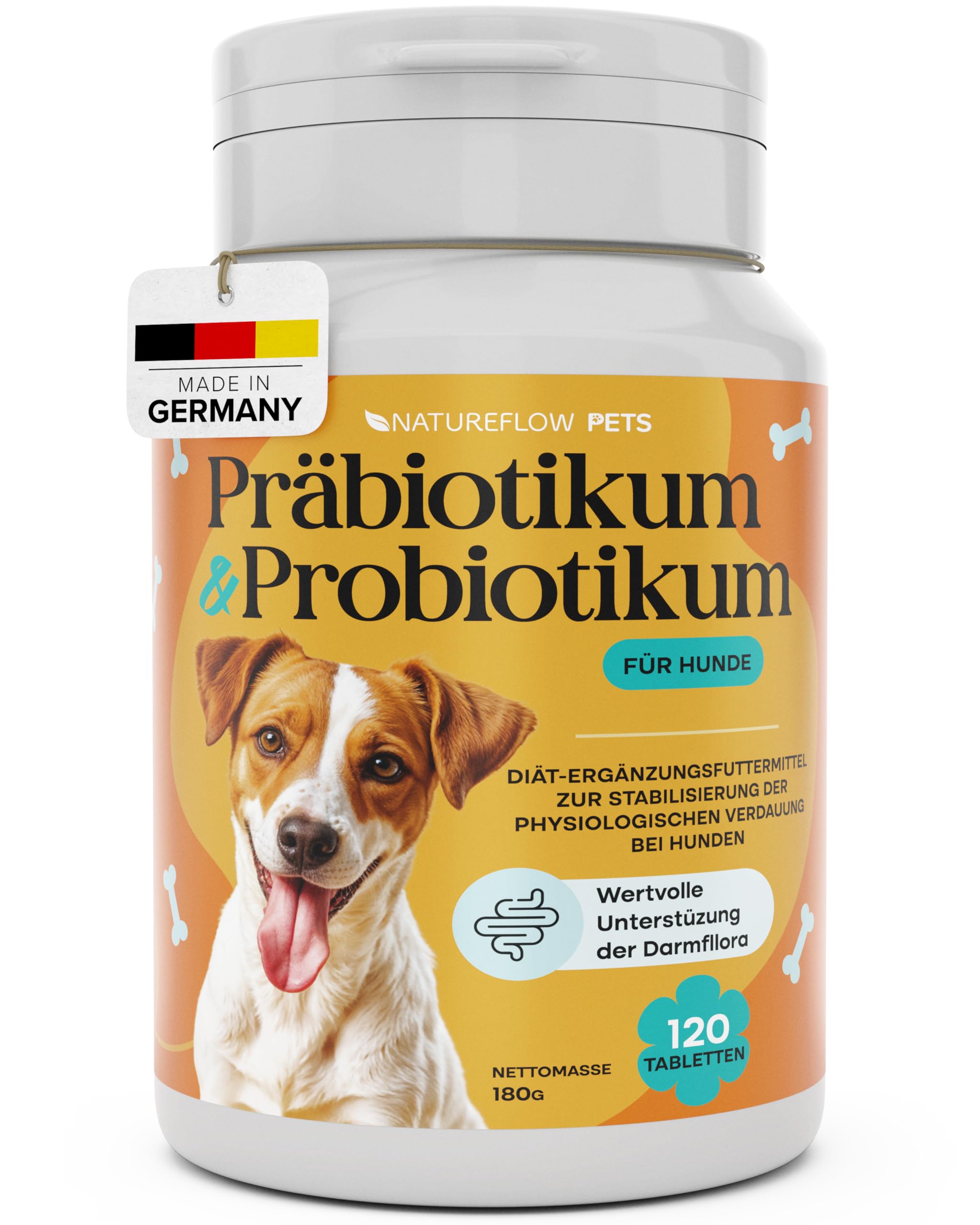 Probiotici Cani – Integratore Digestivo Naturale – Probiotici Cane per Salute Intestinale – Benessere Quotidiano con Probiotici per Cani BAU – 120 Compresse