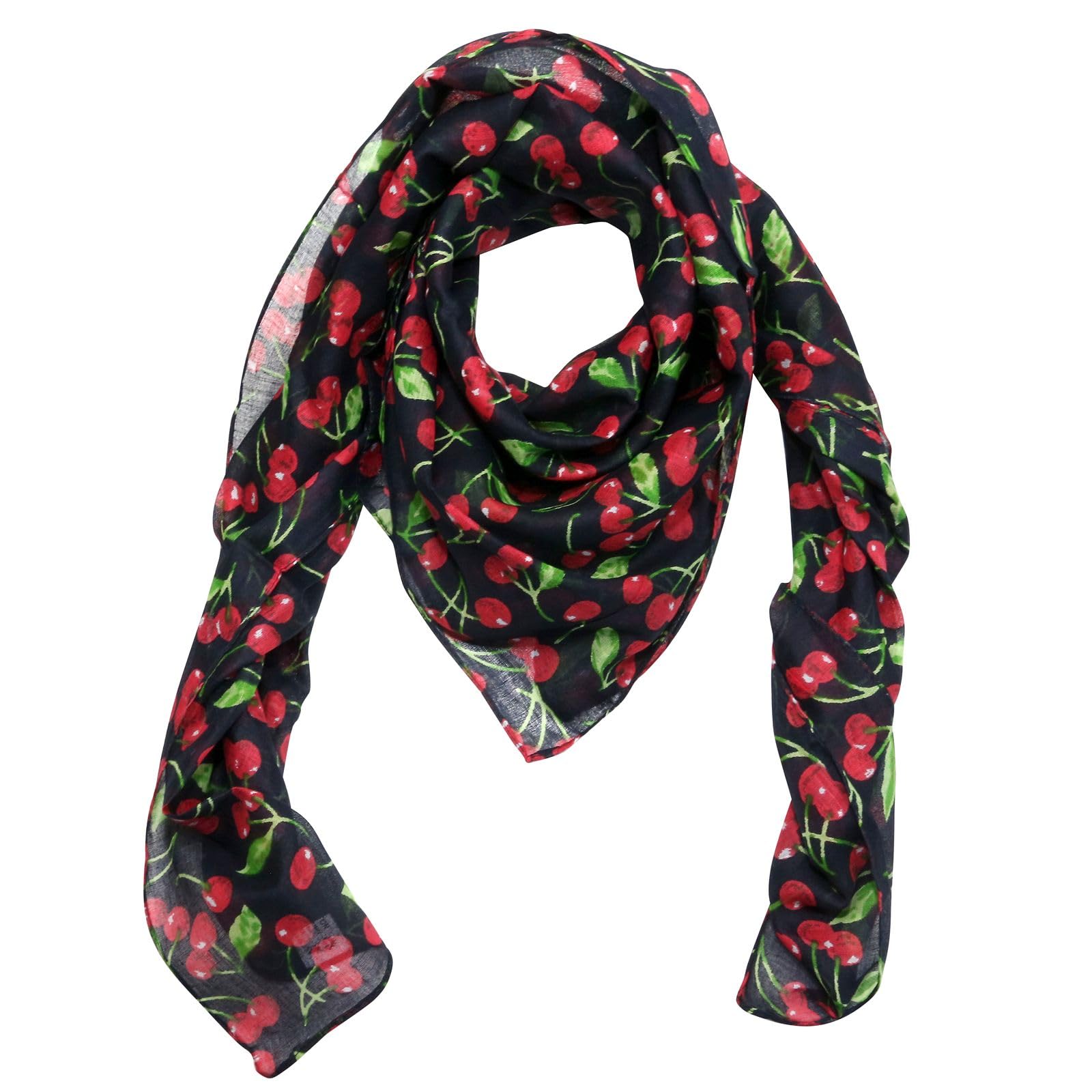 Freak Scene Cotton Scarf - Cherry Print - black - squared kerchief