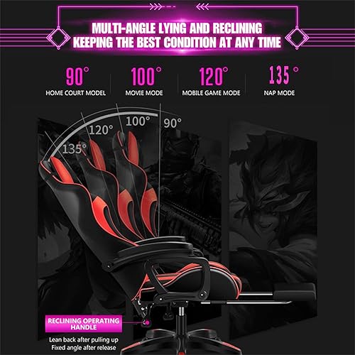 Miniatura 3 de Silla de juegos para adultos con reposapiés y masaje, silla de videojuegos con altavoces y luces LED RGB, piel sintética, sillas ergonómicas de