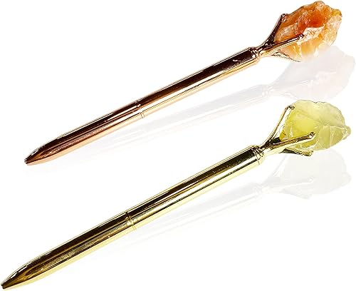 Miniatura 2 de Sonoran Souvenirs 2 bolígrafos de cristal natural genuino para diarios de manifestación, regalos significativos (cornalina y citrino)