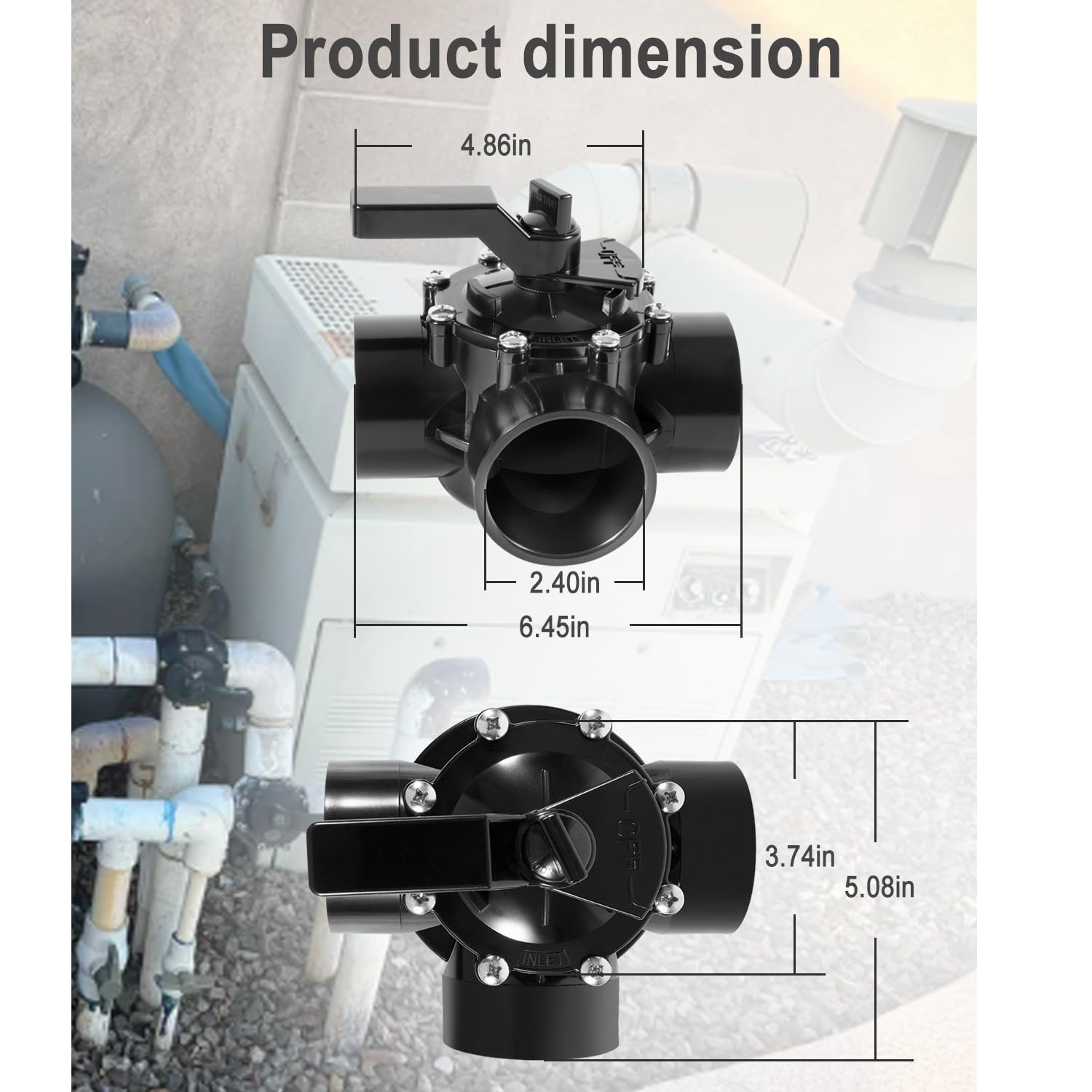 4717 - Válvula desviadora sin lubricante de 2 a 2-1/2 pulgadas de 3 puertos de sellado positivo para válvula desviadora Jandy NeverLube, color negro