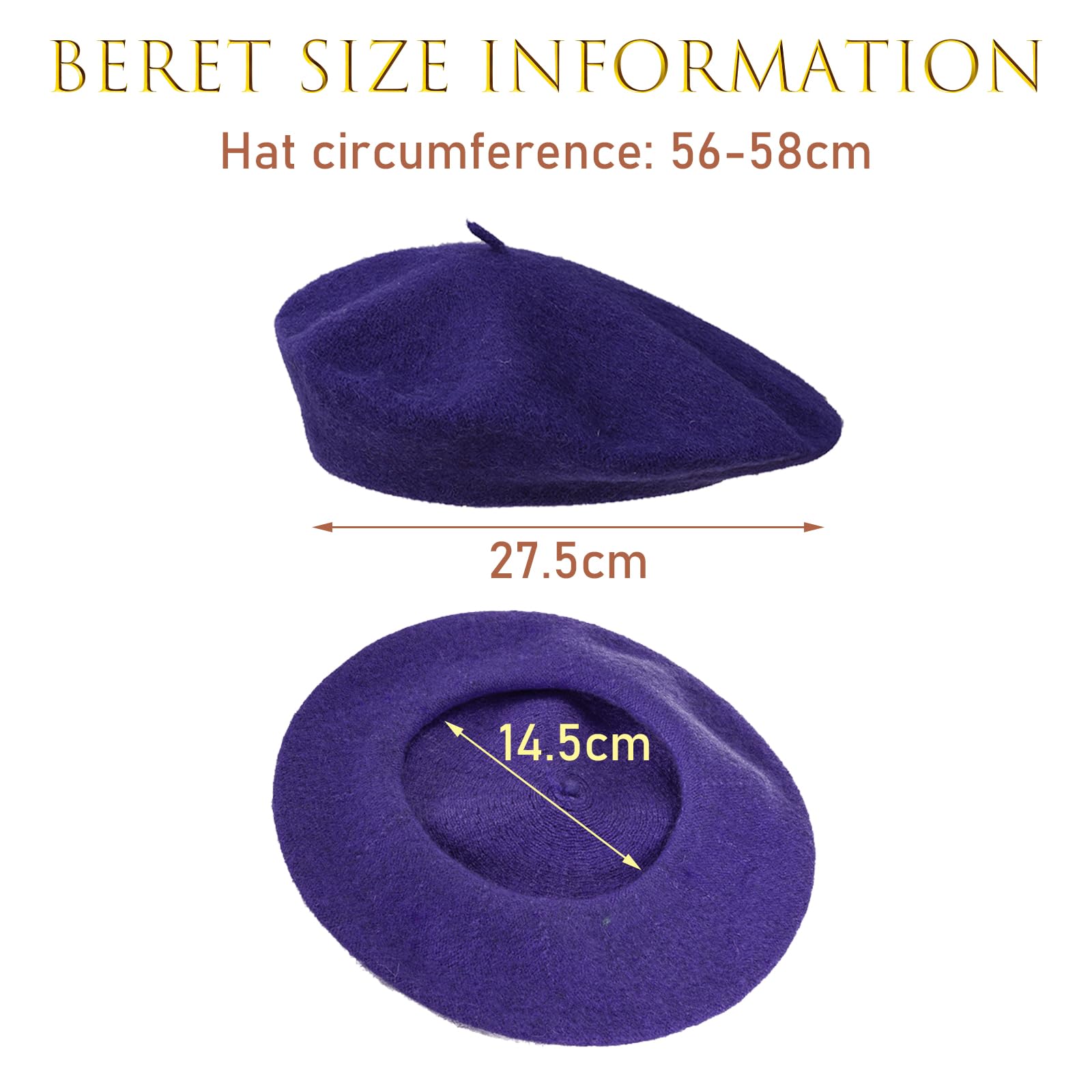 JSTHHTT 3 Piezas Boina Clásica Francesa, Beret de Lana para Mujer y Niña, Sombrero de Pintor Elegante y Vintage para Invierno