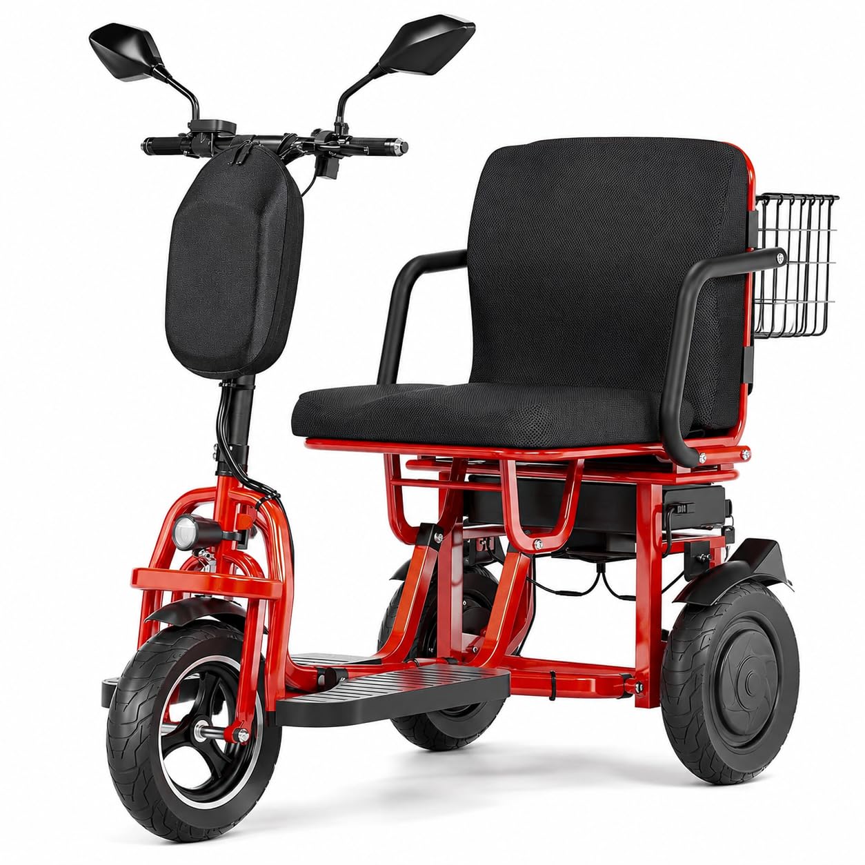 Genérico Scooters De Movilidad De Viaje de 3 Ruedas Scooter Electrico Discapacitados Plegable Triciclo Electrico Adulto con Cargador y Cesta