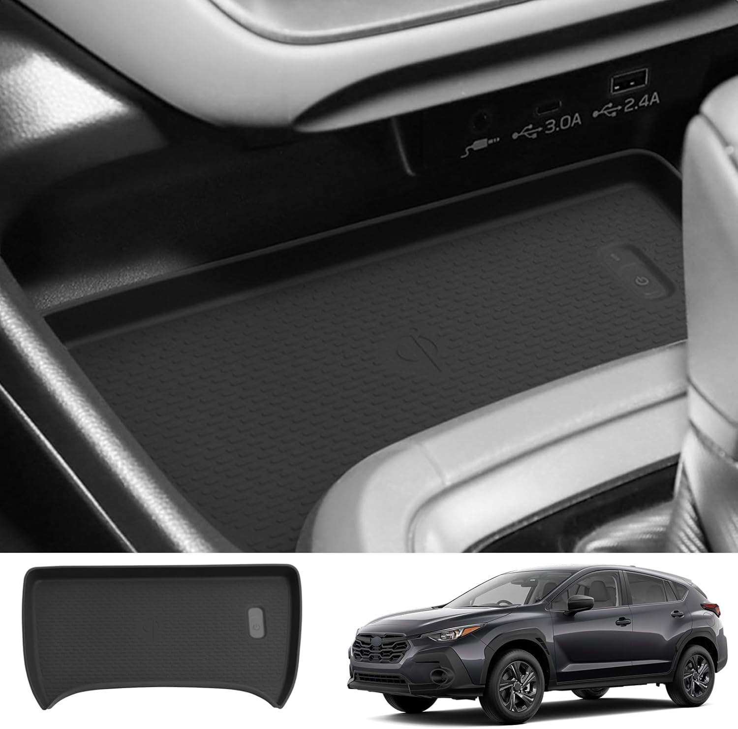 センターコンソールワイヤレス充電パッド Subaru CrossTrek &amp; Impreza 2024 2025用 シリコン
