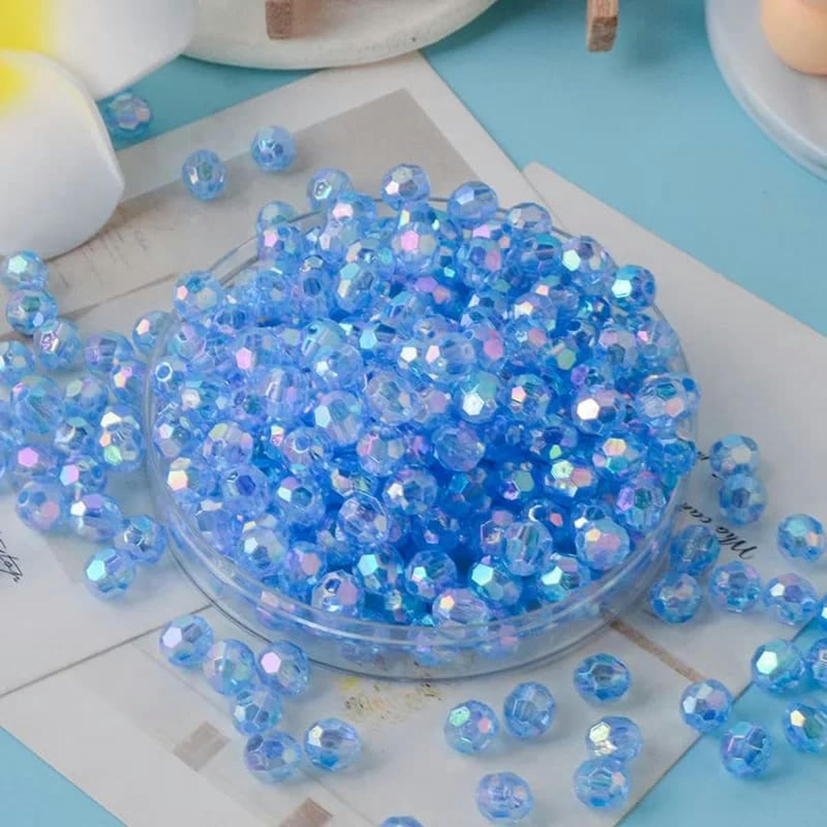 500 g AB-farbige achteckige Perlen, transparente plattierte Perlen, illusionäre Acryl-Streuperlen, DIY-Perlen, handgefertigte Materialien, großes Rot, 10 mm, 500 g, 900 Stück