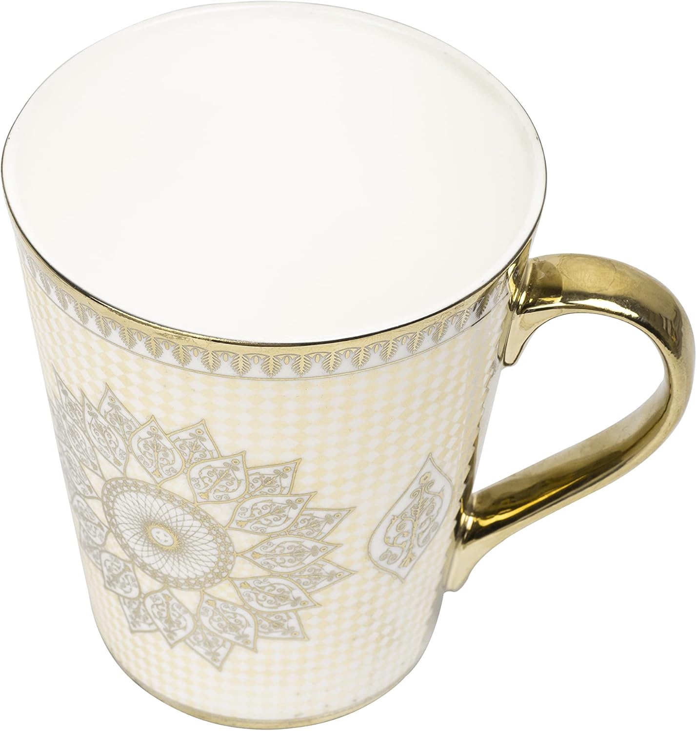 Handcrafted Ceramic Coffee Mugs Indian Golden Disign Set of 2 (11 oz), Cappuccino Cups, Coffee Cups, British Coffee Cups, Porcelain Tea Set, Latte Cups, Espresso Mug.