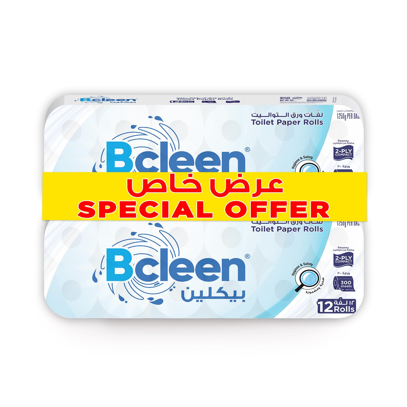 Bcleen بيكلين Ply Toilet Paper Roll 300 Sheets 24 Rolls