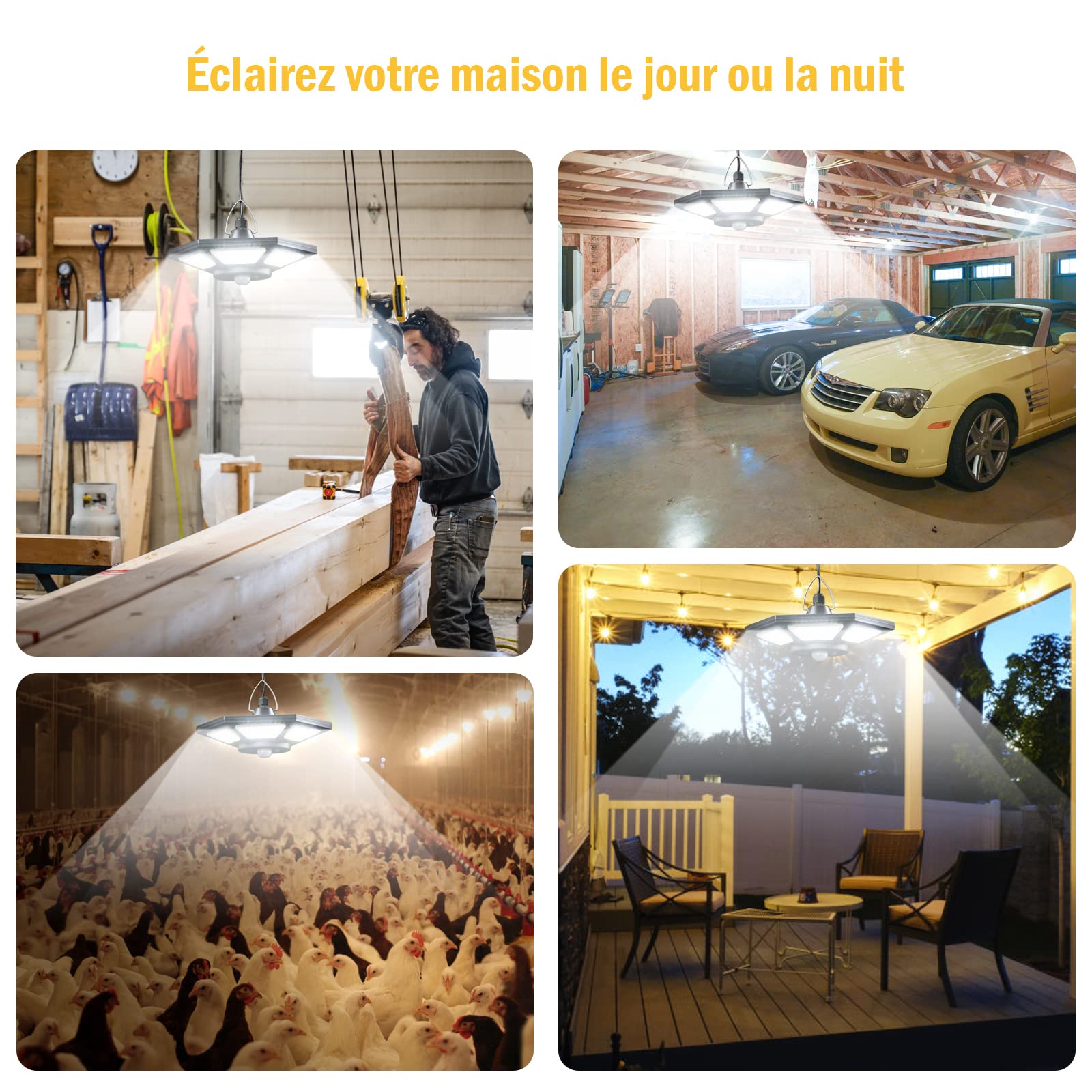 AGPTEK 180 LED Lampe Solaire Extérieur 1400LM 360° Angle d'Éclairage avec Télécommande Détecteur de Mouvement Étanche pour Jardin Garage Balcon
