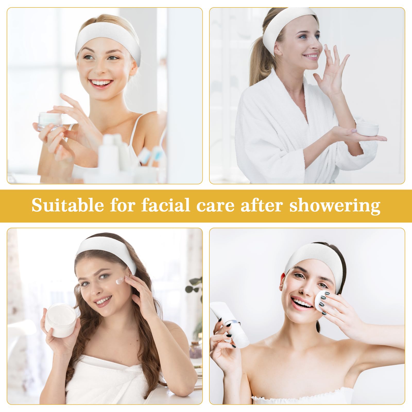 Qianyu Paquete de 40 diademas faciales desechables para spa, elásticas, suministros de esteticista, color suave, no tejido, envolventes, para maquillaje para mujeres y niñas, cuidado de la