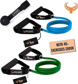 BULMARC Resistance Tube/Bands for Exercises Set with Foam Handle, Featuring eBOOK with 45+ Exercises for Full Body Workou... Price In India