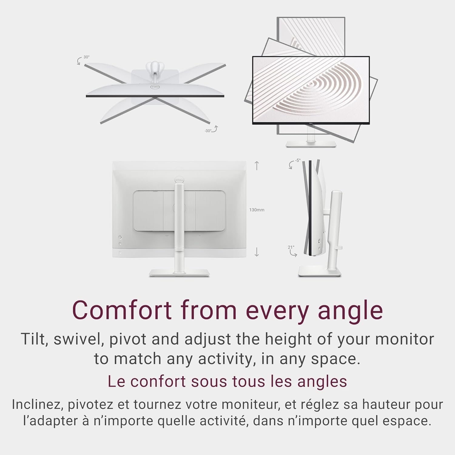 Dell S2425HS Monitor - 23.8 Inch, FHD (1920x1080) Display, 100Hz Refresh Rate 1500:1 Contrast Ratio, TÜV Rheinland Eye Comfort 4 Star, Integrated 2x5W Speaker, Height/Tilt/Swivel/Pivot - Ash White - Image 5