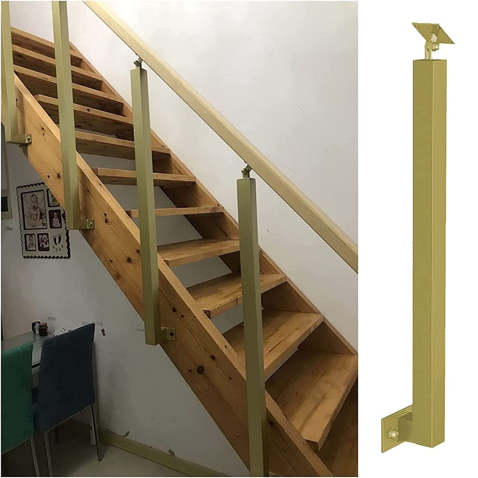 Garde-corps d'escalier en bois avec poteaux robustes pour balcon et terrasse