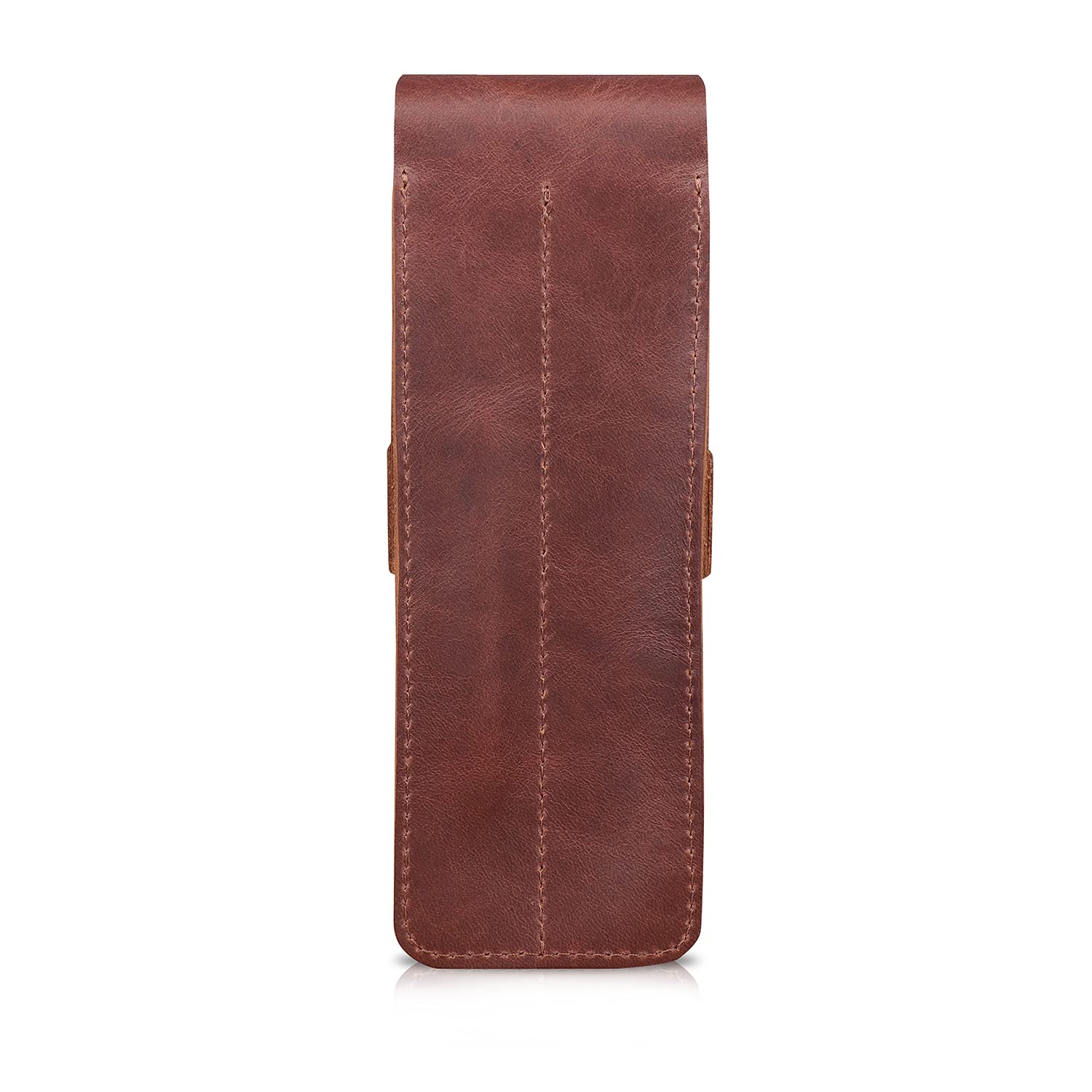 Londo Étui en Cuir Véritable pour Stylos et Crayons avec Rabat Pliant, Trousse de Bureau – Deux Compartiments