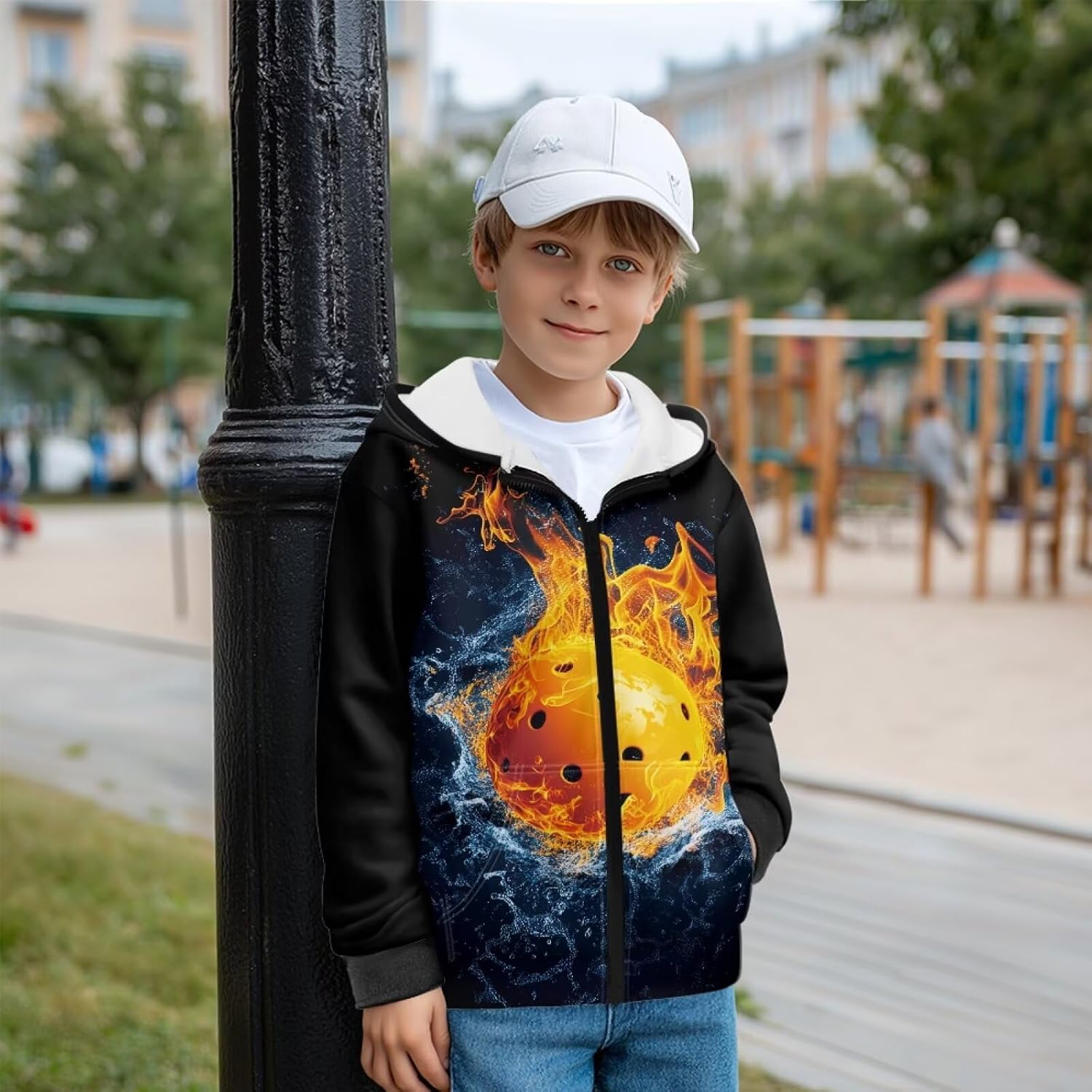 Hoodie for Boys Girls Zip Up Hoodie with Pockets Graphic Children's Sweatshirt Teen Coat for Fall Winter
