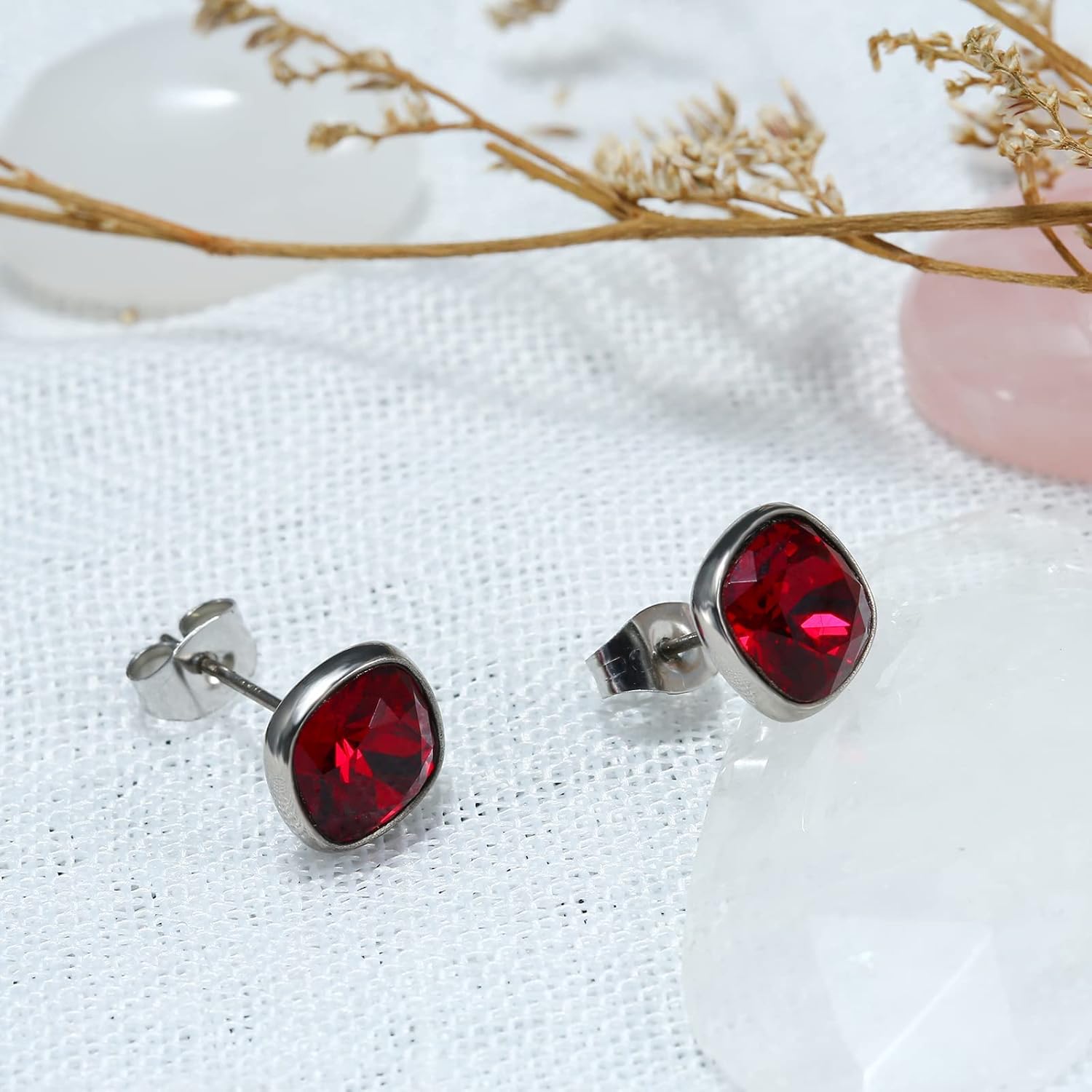 Big Cubic Zirconia Titanium Stud Earrings, Hypoallergenic Earrings for Women Girls - Image 5