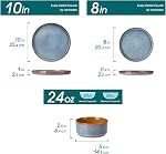 Vancasso Onion Plaques et bols en céramique, 12 Pièces Bleu Sets de vaisselle pour cuisine, Plats à glaçage réactifs 4, Lave-vaisselle et micro-ondes sans danger