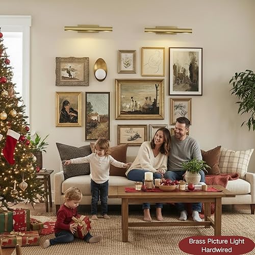 Miniatura 2 de Luz de Imagen, luces de imagen de latón de 18 pulgadas para pared, luces de imagen cepilladas en oro con cableado incorporado, luces de arte