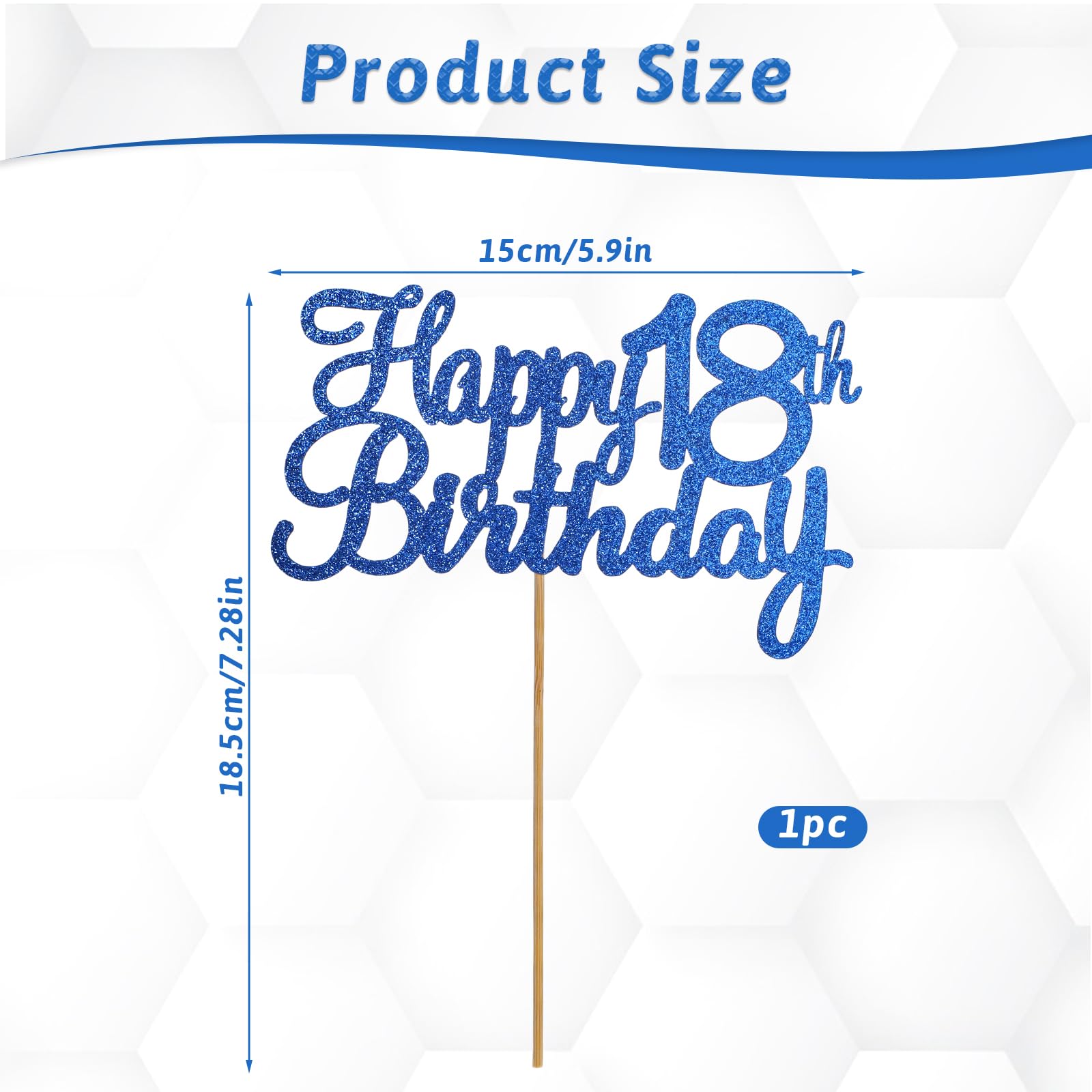 Happy 18th Birthday Cake Topper - Gold Glitter Number 18 Pick Decoration For Anniversary Party - View #6