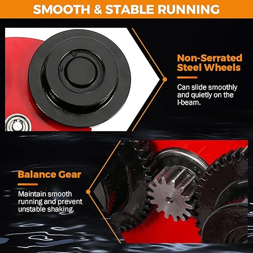 Miniatura 3 de BEAMNOVA Carretilla eléctrica de 1 tonelada 2204 libras para polipasto eléctrico, ajuste de 2.68-4.33 pulgadas I-Beam, para PA600 PA700 PA800 PA900