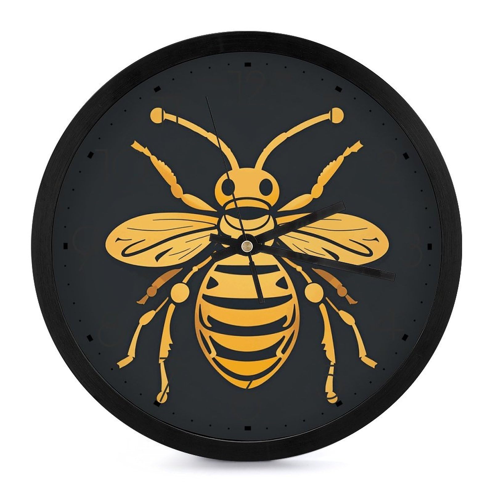 Horloge murale à quartz silencieuse sans tic-tac analogique noire