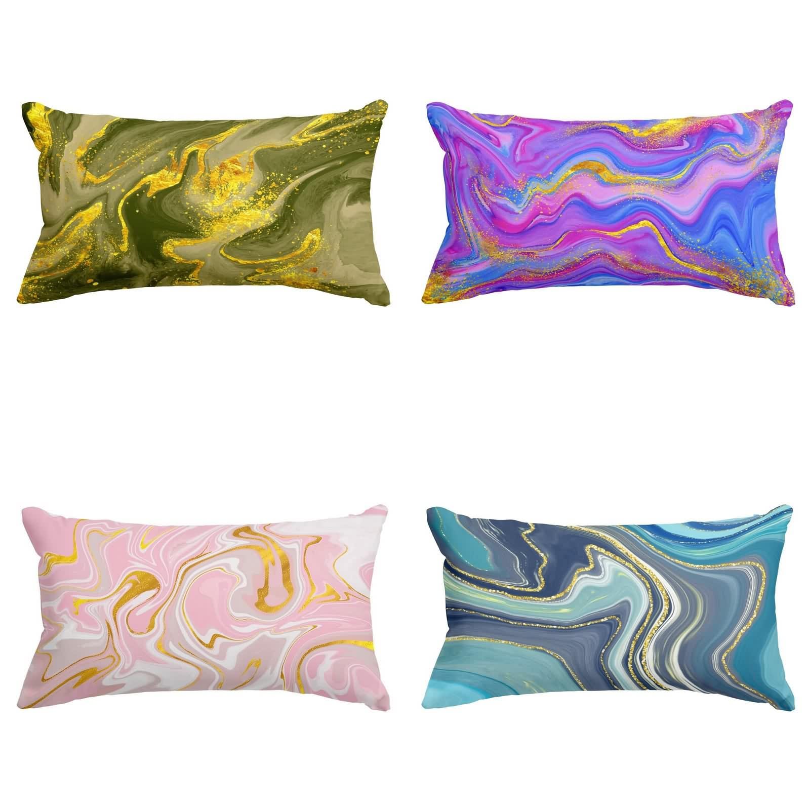 Housse coussin jardin 50x75cm rectangulaire CEVAN motif marbré taie oreiller extérieur