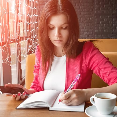 Miniatura 5 de Epakh 100 bolígrafos de concientización sobre el cáncer de mama, bolígrafos de cinta rosa a granel de 0.020 in, bolígrafos retráctiles de tinta de