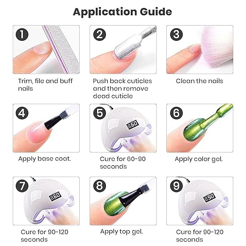 Miniatura 7 de RARJSM Chameleon - Esmalte de uñas de gel con purpurina de color verde a azul, pigmentos que cambian de color, 0.5 onzas líquidas, esmalte de gel