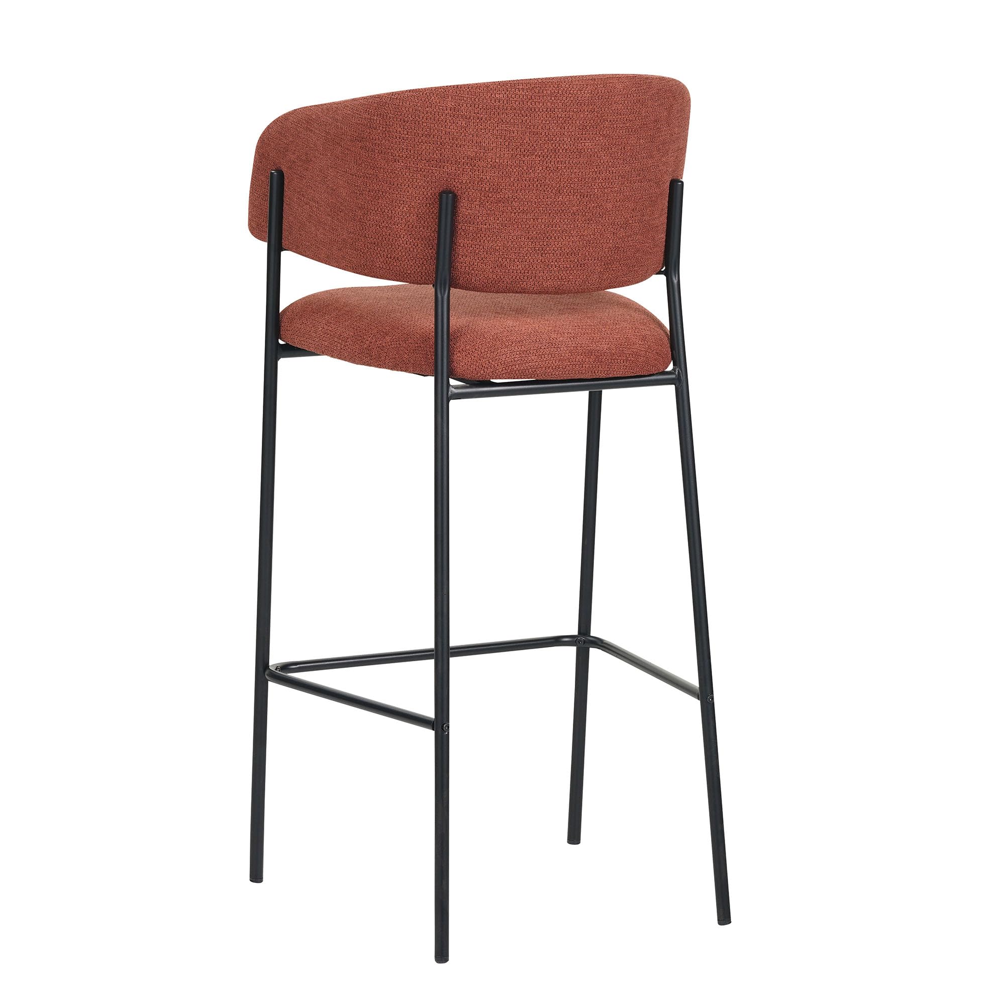 Cribel BRIGITTE Set 2 Sgabelli Alti da Bancone Bar in Tessuto Ruggine con Gambe Nere, Altezza Seduta 75 cm, Design Moderno con Schienale Ergonomico, 50x50x110 cm