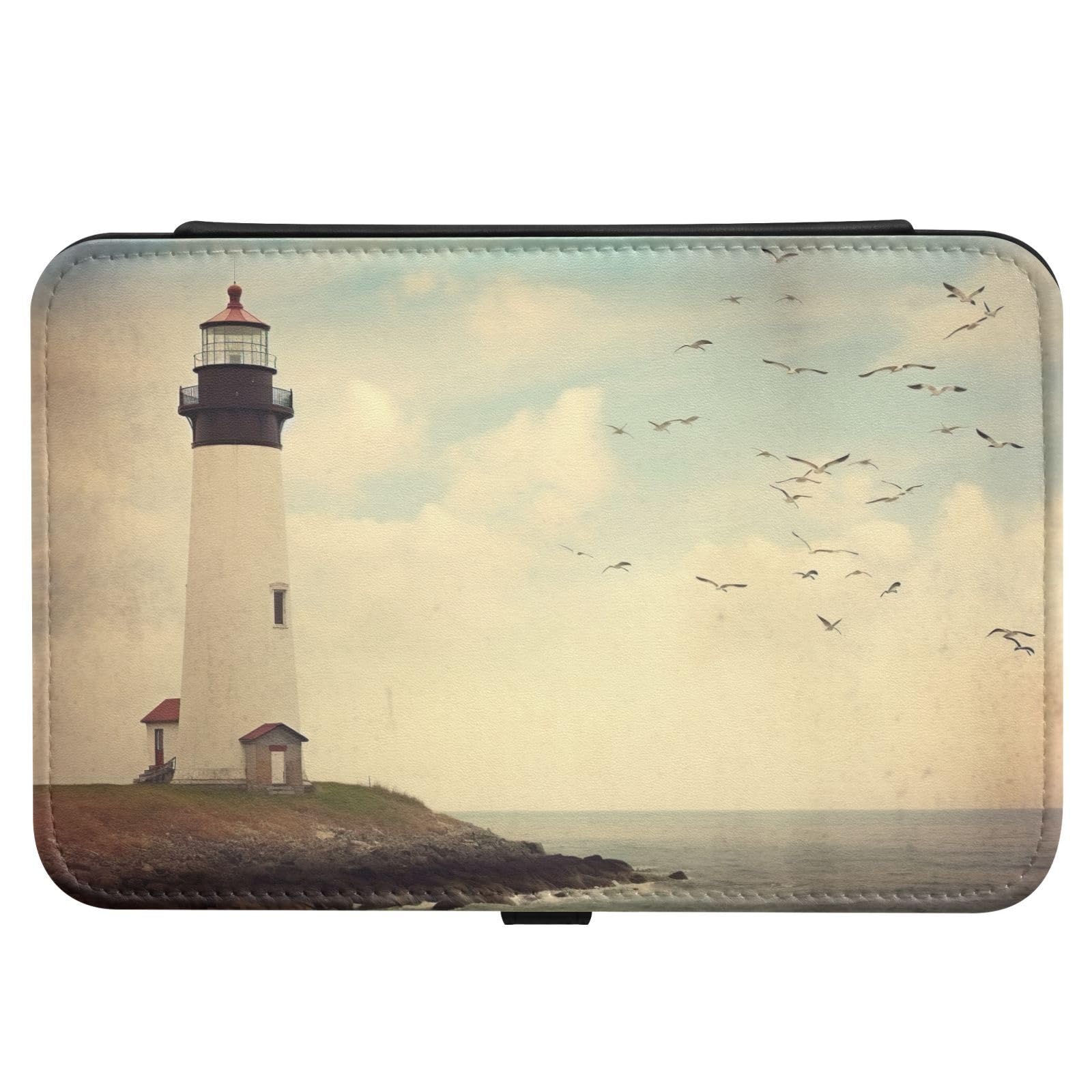 Haskirky Vintage Lightghouse Jewelry Box Portable PU Leather Travel Jewelry Organize for Women Jewelry Storage Display Holder for Ring, Necklace, Earring