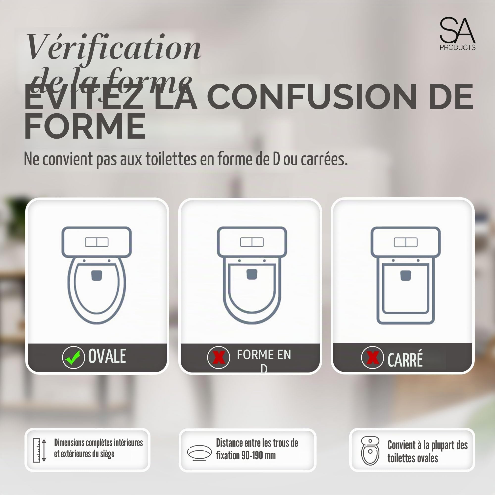 SA Products Lunette WC Clipsable Blanche avec Fermeture Douce | Abattant WC Universel à Déclipsage Rapide | Lunette de Toilette Ovale Thermodur Résistante, Cuvette Toilette Clipsable Facile à Nettoyer