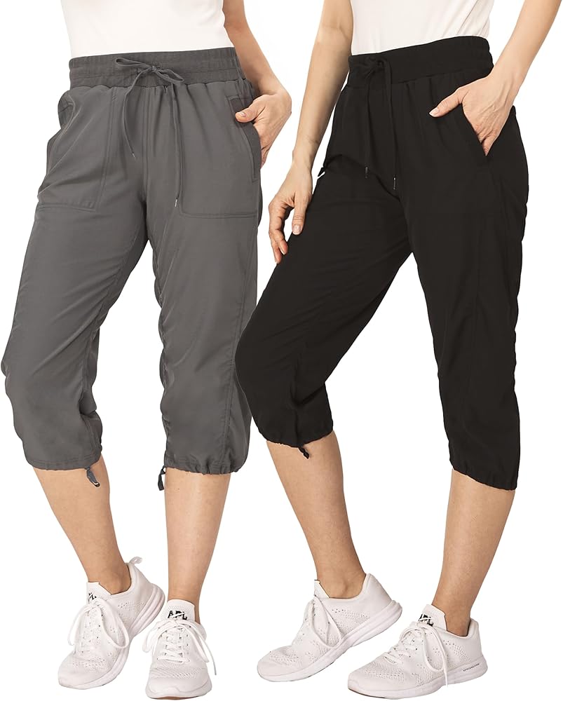 Ultra Performance Capri Pants for Women 2 Pack Womens Capris Hiking Capri  Pants Summer Clothes for Women (Avail in Plus Size) Black, Charcoal at  Amazon Women's Clothing store