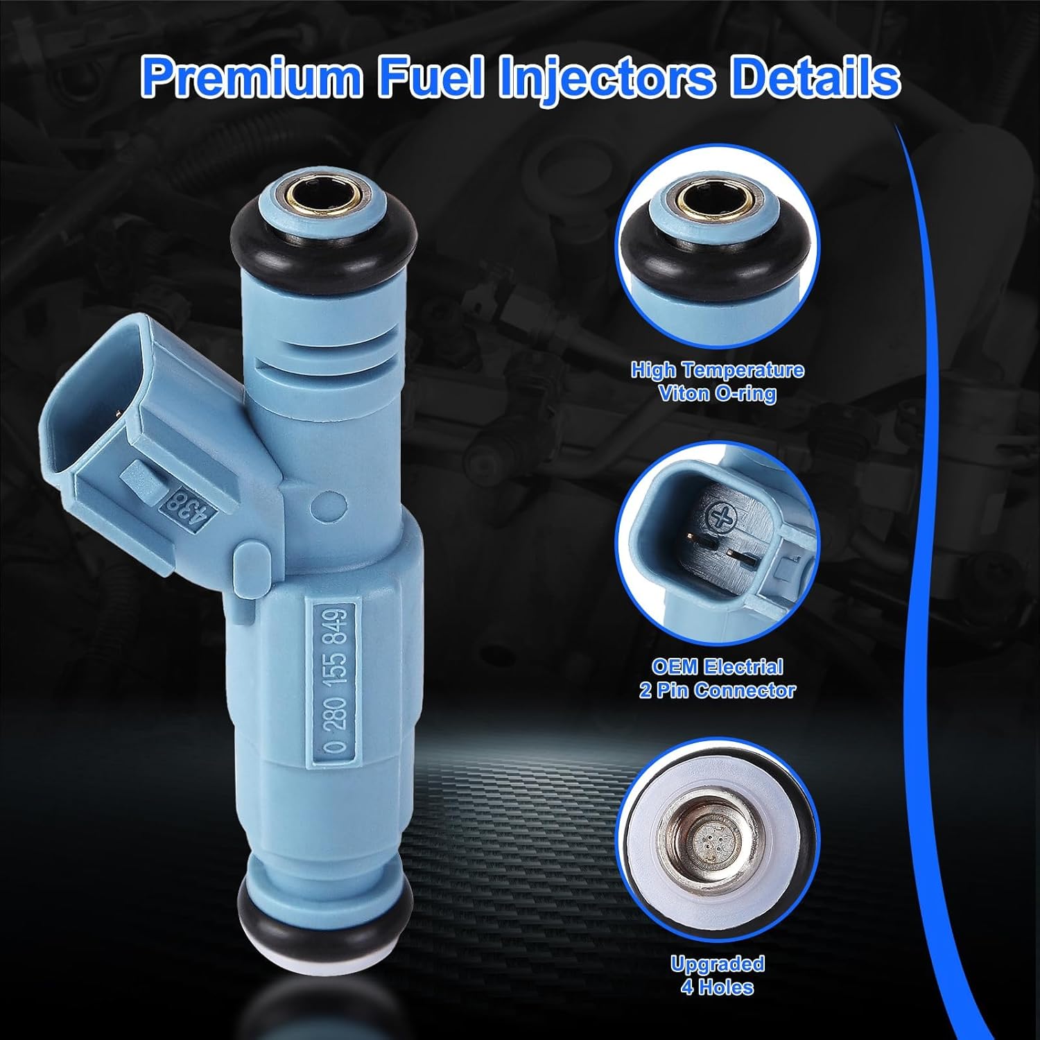 Fuel Injectors Fits for Jeep Grand Cherokee 2001-2007, Commander 2006-2007, for Chry Aspen 2007, for Dodge Ram 1500 2002-2007, Dakota Durango 2001-2007 4.7L V8 Replace 0280155849 8PCS