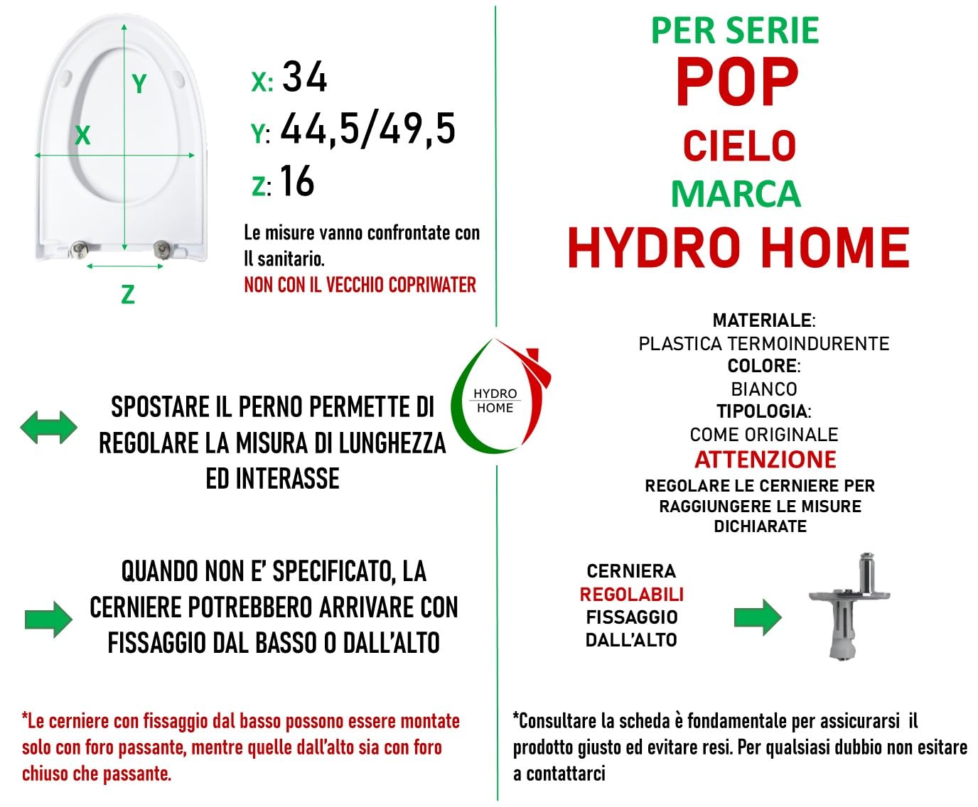 Sedile Wc Copriwater serie Pop Ceramica Cielo termoindurente bianco Come Originale by HYDRO HOME