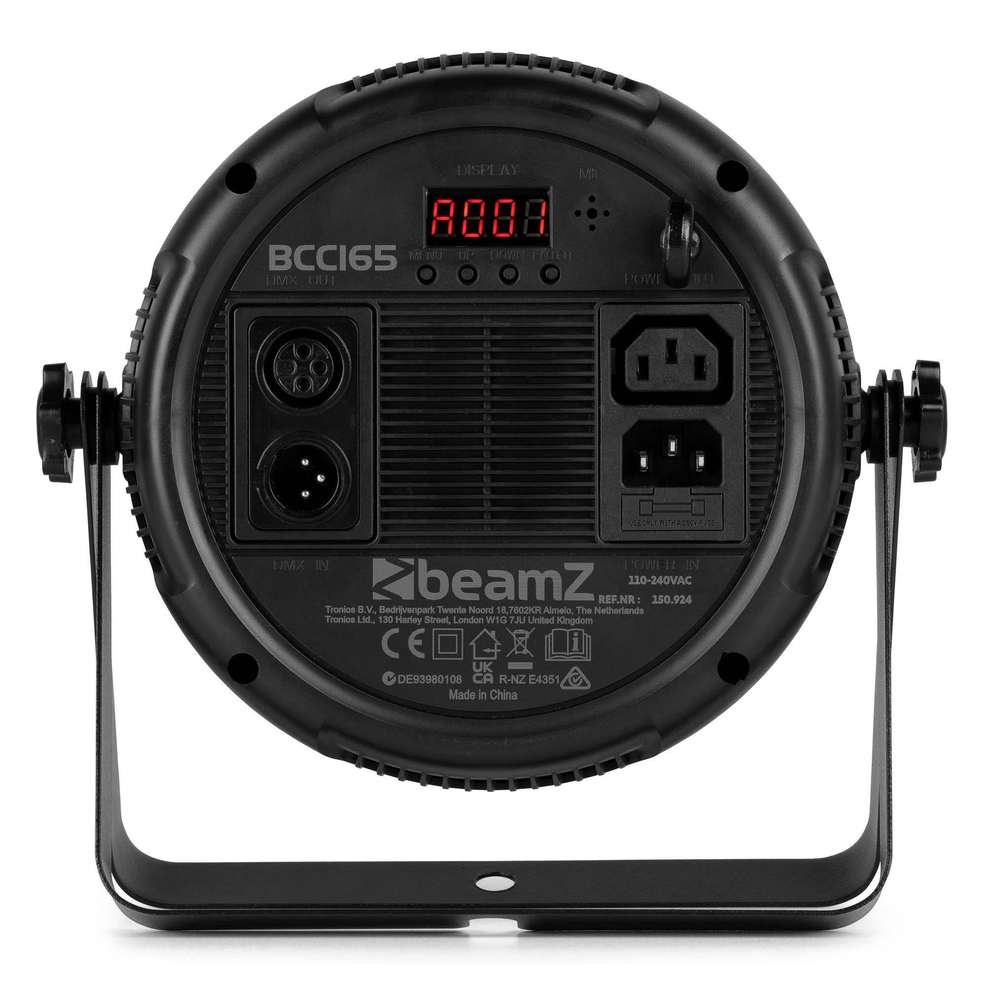 BeamZ BCC165 FlatPAR LED RGBWA-UV 14x 4W Extra Plat avec Télécommande - Projecteur PAR LED DJ Compact avec Effet UV pour Soirées, FlatPar Slim Éclairage Ambiance
