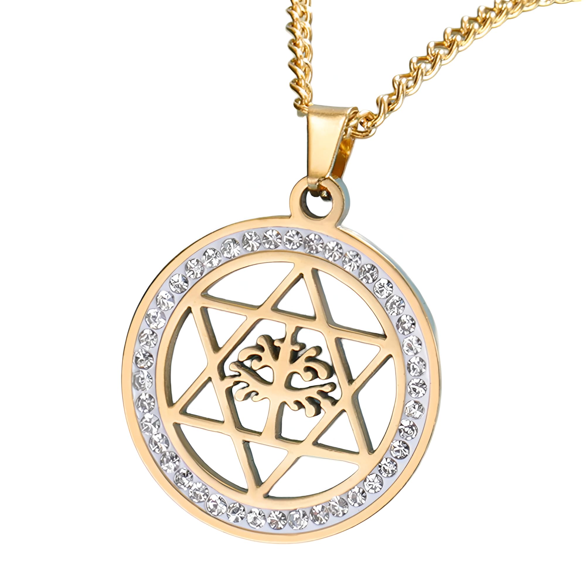 Accessori per ragazze Collana Stella di David per donne e uomini, Ciondolo cavo rotondo esagramma in argento sterling 925 con zirconi, Donne ebree,