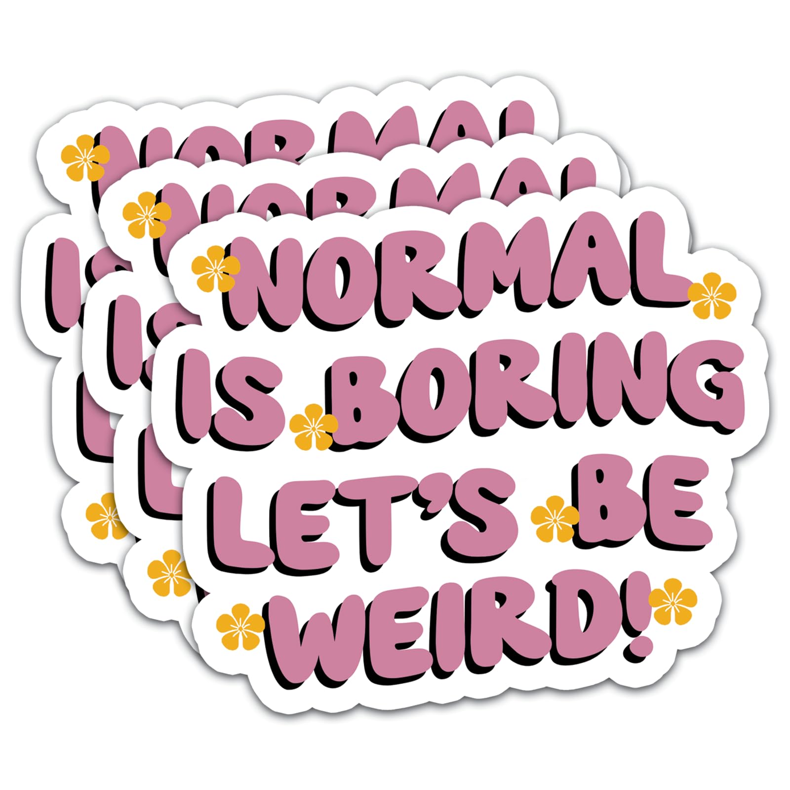 Photo 1 of (3Pcs) Normal is Boring Let's Be Weird Stickers Motivational Quotes Stickers Decal Waterproof Vinyl Stickers Adult for Laptop Kindle Car Tumbler Water Bottle Mug Phone Notebook Helmet Size 3”x2.7”