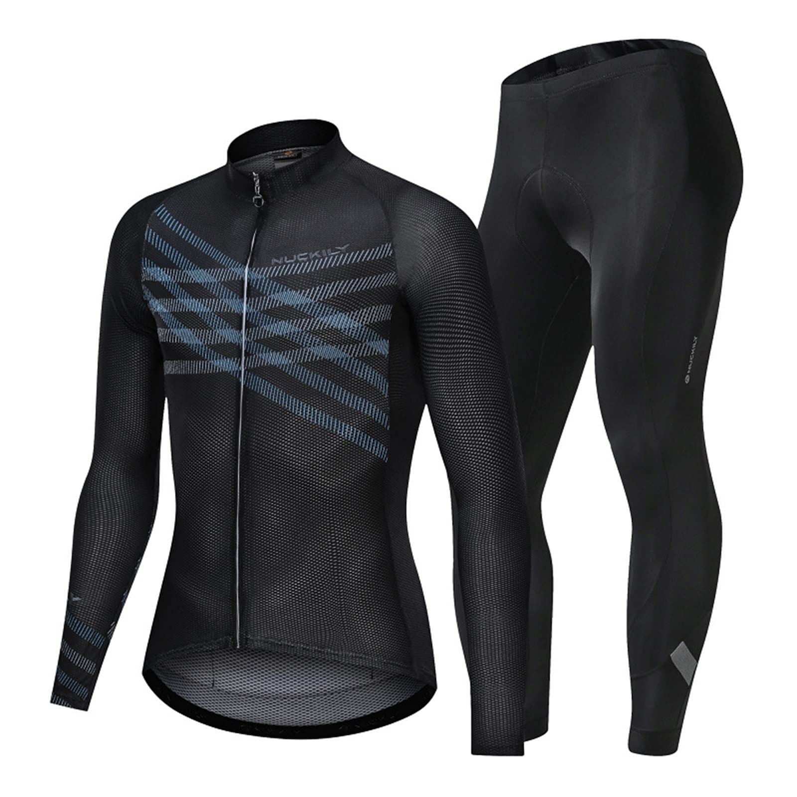 Herren Radtrikot Set, Langarm Fahrradbekleidung, Schnelltrocknend Atmungsaktiv Rennrad Fahrrad Trikot Skinsuit für Fahrrad Rennrad MTB,A,L