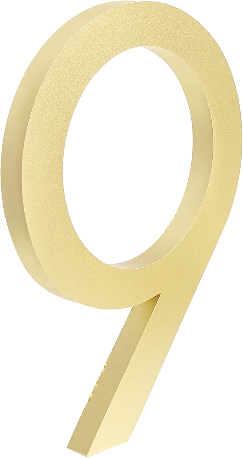 House Number Big Floating House Number Sign Golden 15cm Modern Building Signage Outdoor Huisnummer Numeros Casa Door Numbers Address Plate Digital (Color : 9 Size : 10cm) (9 15cm)