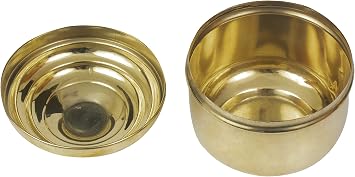 Spillbox Brass Box Pooja | Puja | Roli | Chawal | Chandan | Haldi | Kumkum Puja Box | Sindoor | Turmeric | Dabbi | Dibbi | Dhani | Dani Lid Holder- Tall brass box