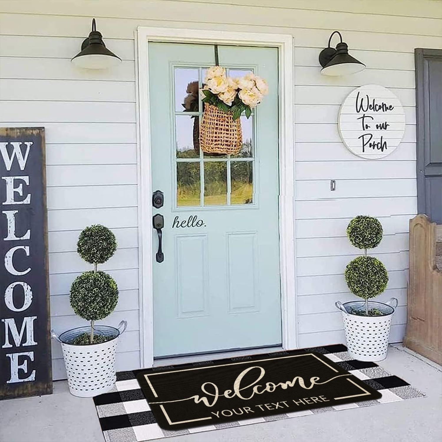 Personalized Letter Welcome Door Mat 30x17 Inch Custom Monogram Family Name Doormat Non-Slip Washable Customized Floor Mats Indoor Outdoor Entrance Rug Decor