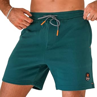 Tucann Mens 100% Cotton Shorts Ultra-Soft Fabric Adjustable Drawstring Waistband Deep Side Pockets & Tailored Mid-Thigh Fit