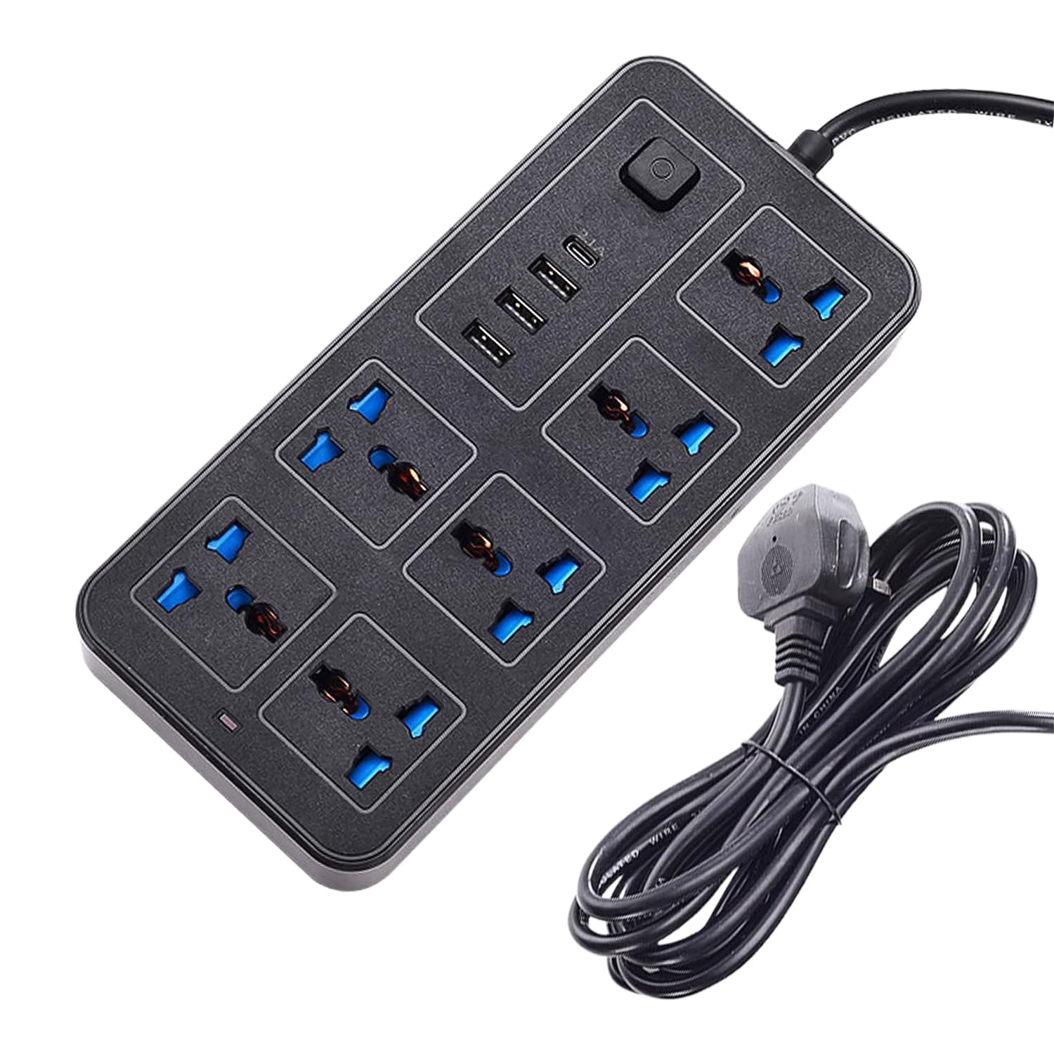 Envision Fast™ Power Strip with 6 Outlets 3 USB Ports 1 Type C Surge Protection and 3M Extension Cord Perfect Power Extension for Home and Office Ideal for Amazon Outlet