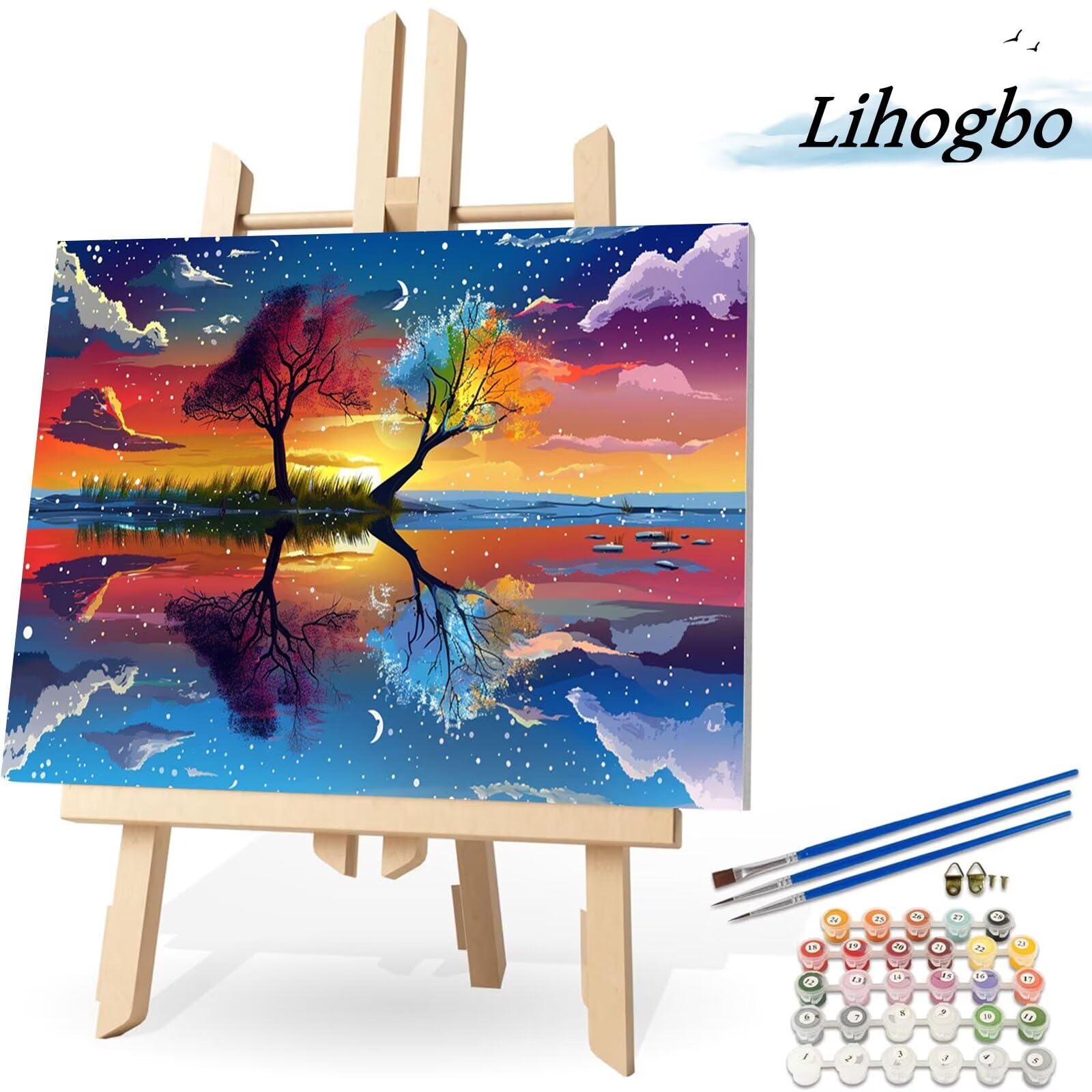 Surple – Kit De Pintura Por Números De Panda Con Lienzo, Caballete Y Pinceles, Incluye Pintura Acrílica, Ideal Para Adultos Y Niños Principiantes